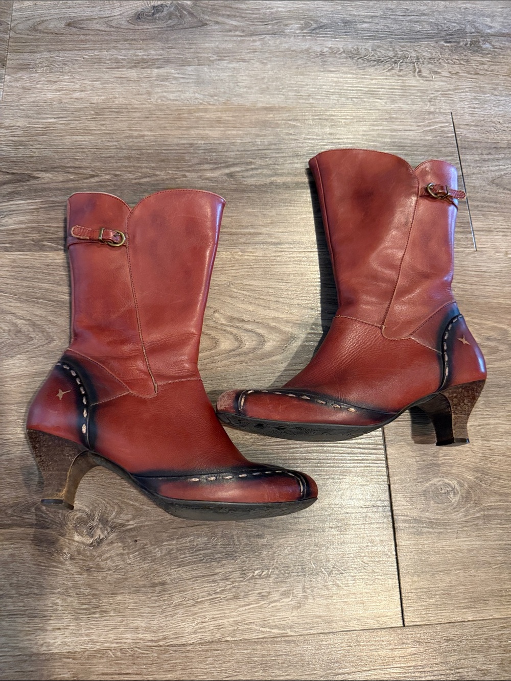 Pikolinos Fashion Boots Heeled Mid Calf Leather Zip Womens US 7.5 EU 38